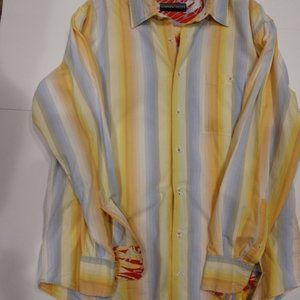 Andrew Fezza Multicolor Stripe Casual Button Up Shirt Men's Large